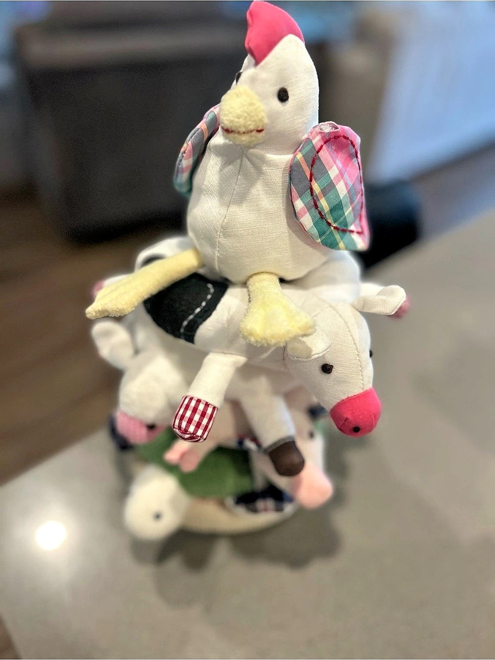 Pottery barn kids 30Plush Farm Animal Stack Toy